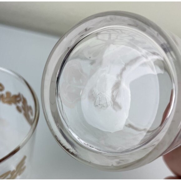 Set of 3 Vintage Mid-Century Modern Fruit Design Glass Tumbler White Gold Dining - Picture 10 of 11